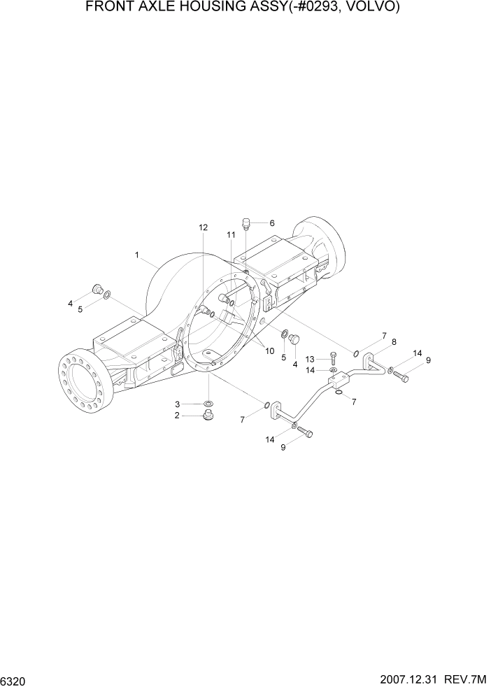 Схема запчастей Hyundai HL760-7A - PAGE 6320 FR AXLE HOUSING ASSY(-#0293, VOLVO) СИЛОВАЯ СИСТЕМА