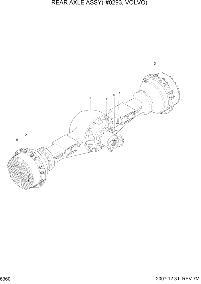 Схема запчастей Hyundai HL760-7A - PAGE 6360 REAR AXLE ASSEMBLY(-#0293, VOLVO) СИЛОВАЯ СИСТЕМА