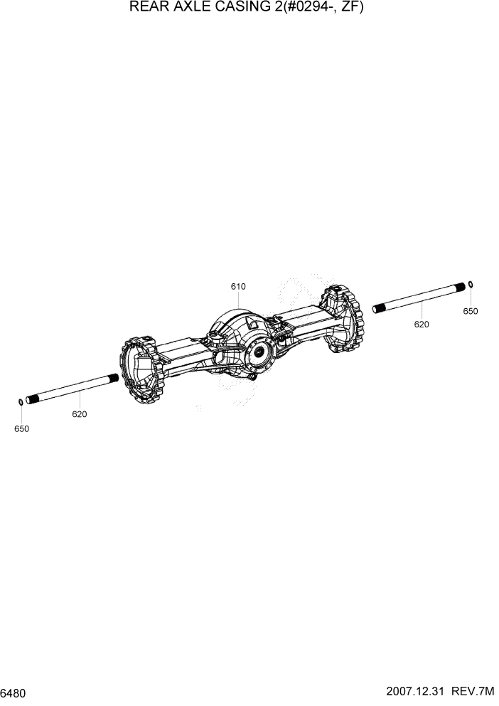 Схема запчастей Hyundai HL760-7A - PAGE 6480 REAR AXLE CASING 2(#0294-, ZF) СИЛОВАЯ СИСТЕМА