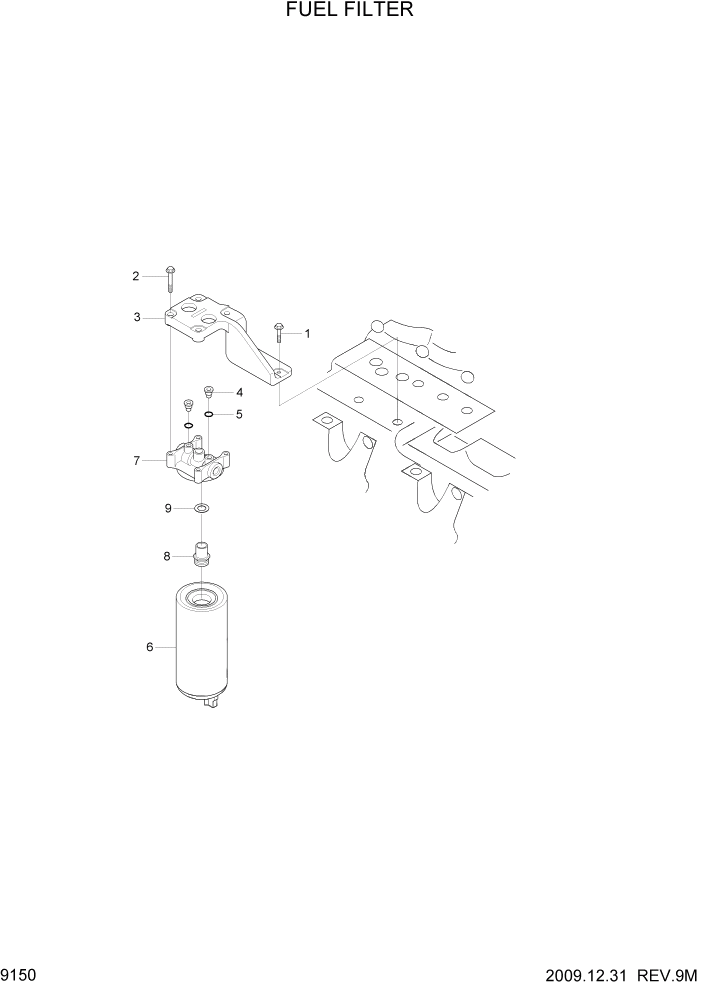 Схема запчастей Hyundai HL760-7A - PAGE 9150 FUEL FILTER ДВИГАТЕЛЬ БАЗА