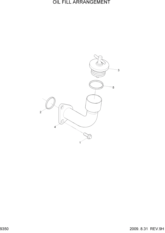 Схема запчастей Hyundai HL760-7A - PAGE 9350 OIL FILL ARRANGEMENT ДВИГАТЕЛЬ БАЗА