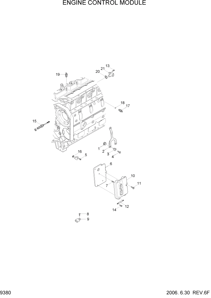 Схема запчастей Hyundai HL760-7A - PAGE 9380 ENGINE CONTROL MODULE(ECM) ДВИГАТЕЛЬ БАЗА