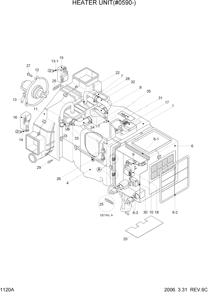 Схема запчастей Hyundai HL770-7 - PAGE 1120A HEATER UNIT(#0590-) СИСТЕМА ДВИГАТЕЛЯ