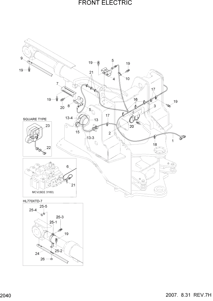 Схема запчастей Hyundai HL770-7 - PAGE 2040 FRONT ELECTRIC ЭЛЕКТРИЧЕСКАЯ СИСТЕМА