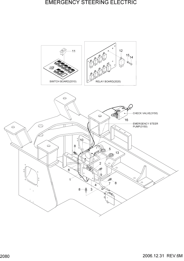 Схема запчастей Hyundai HL770-7 - PAGE 2080 EMERGENCY STEERING ELECTRIC ЭЛЕКТРИЧЕСКАЯ СИСТЕМА