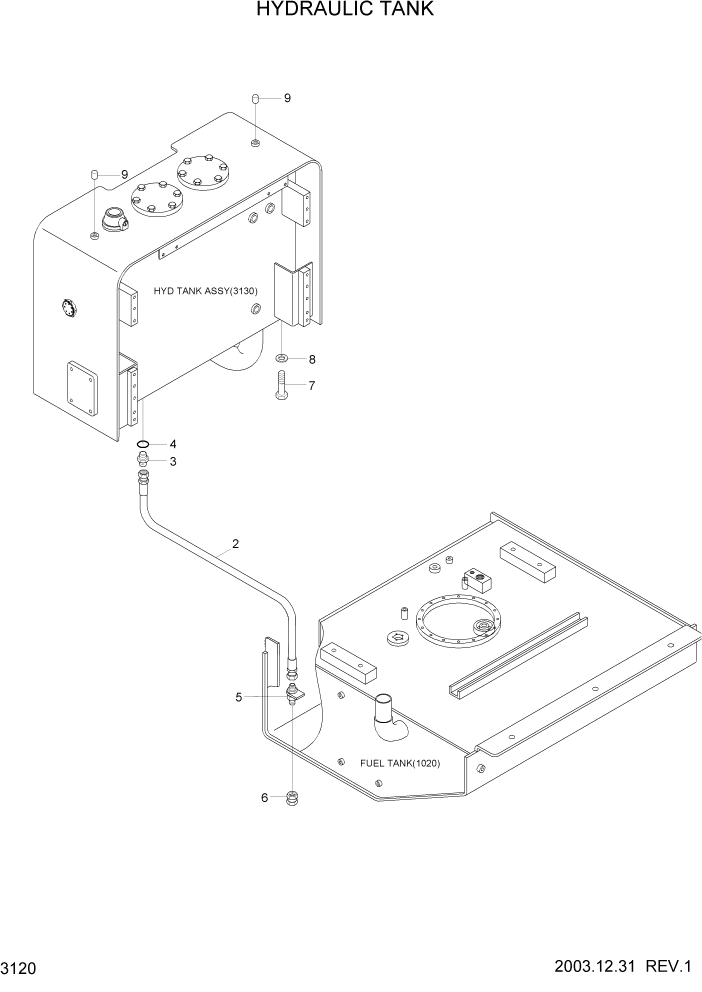 Схема запчастей Hyundai HL770-7 - PAGE 3120 HYDRAULIC TANK ГИДРАВЛИЧЕСКАЯ СИСТЕМА