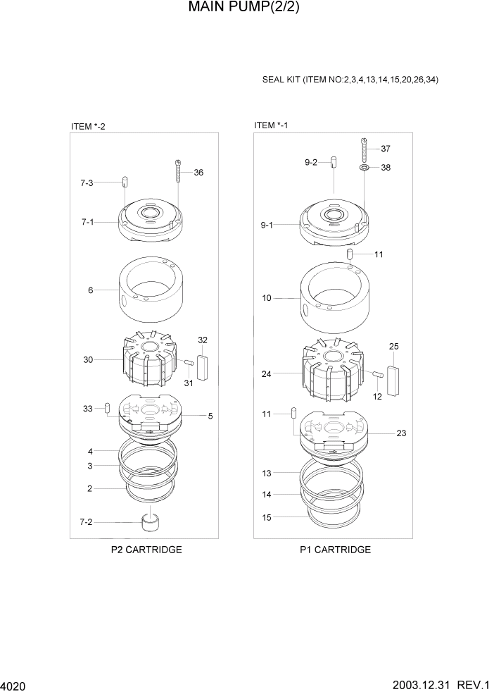 Схема запчастей Hyundai HL770-7 - PAGE 4020 MAIN PUMP(2/2) ГИДРАВЛИЧЕСКИЕ КОМПОНЕНТЫ