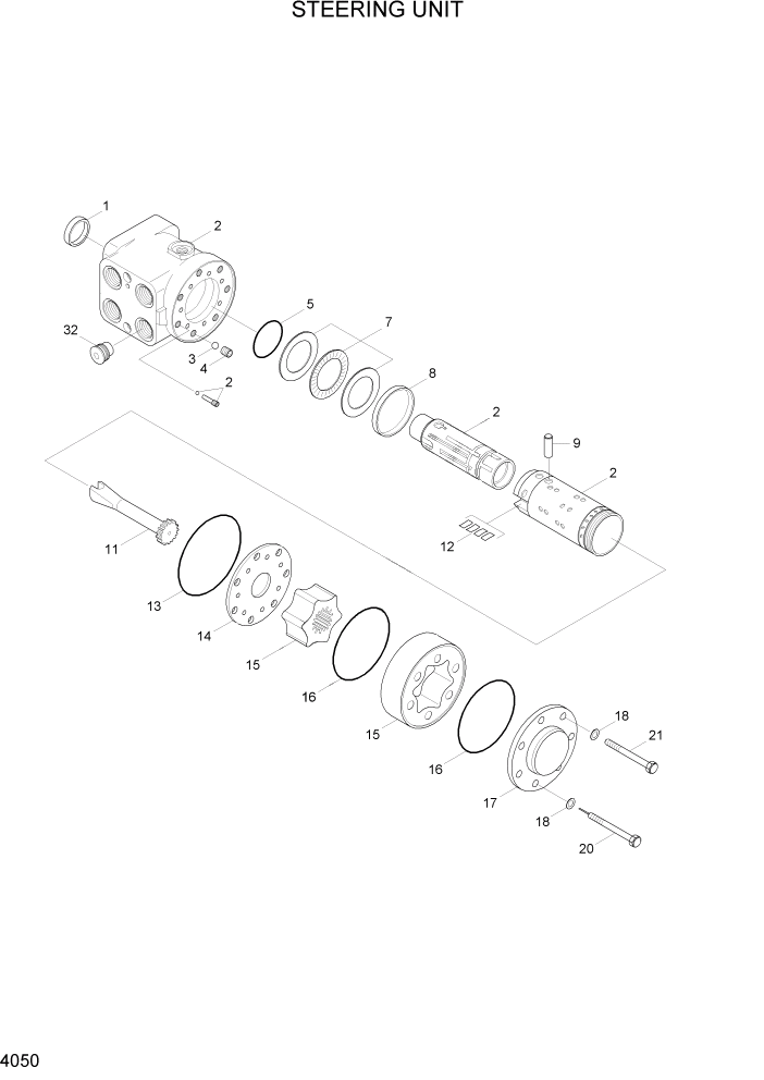 Схема запчастей Hyundai HL770-7 - PAGE 4050 STEERING UNIT ГИДРАВЛИЧЕСКИЕ КОМПОНЕНТЫ