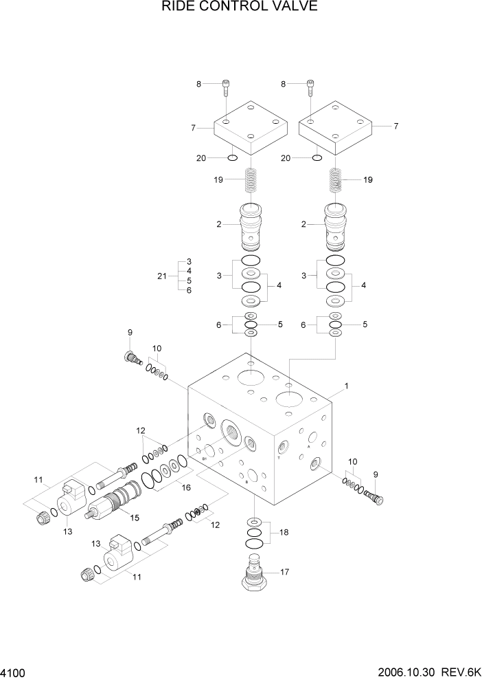 Схема запчастей Hyundai HL770-7 - PAGE 4100 RIDE CONTROL VALVE ГИДРАВЛИЧЕСКИЕ КОМПОНЕНТЫ