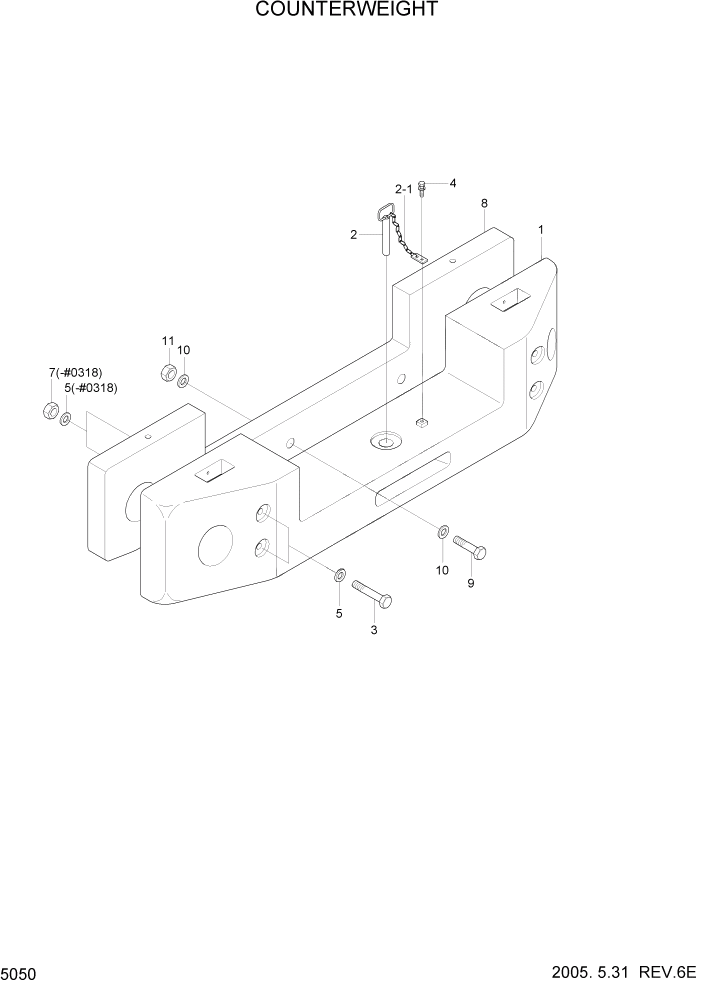 Схема запчастей Hyundai HL770-7 - PAGE 5050 COUNTERWEIGHT СТРУКТУРА