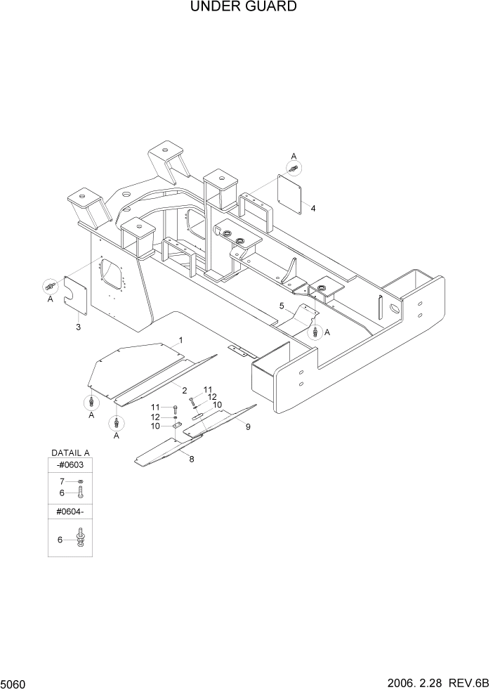 Схема запчастей Hyundai HL770-7 - PAGE 5060 UNDER GUARD СТРУКТУРА