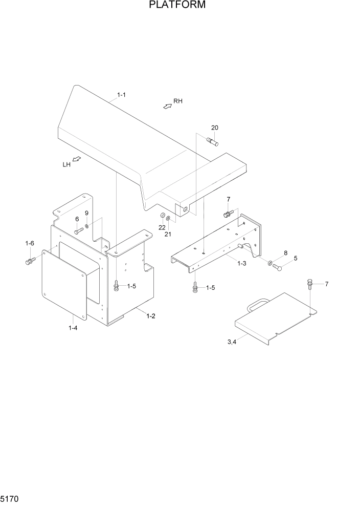 Схема запчастей Hyundai HL770-7 - PAGE 5170 PLATFORM СТРУКТУРА