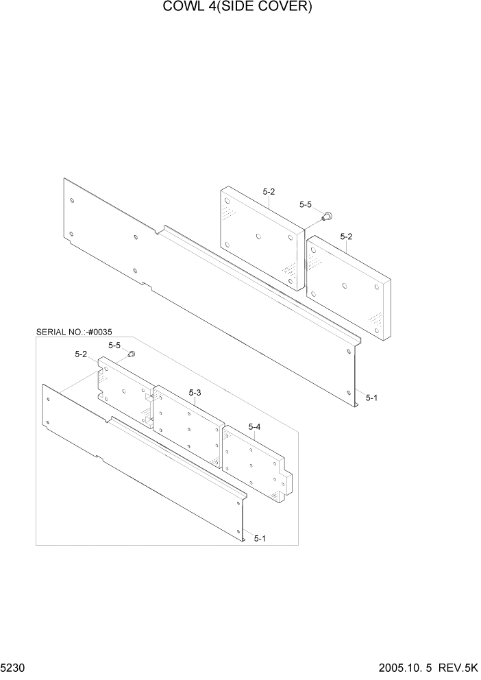 Схема запчастей Hyundai HL770-7 - PAGE 5230 COWL 4(SIDE COVER) СТРУКТУРА