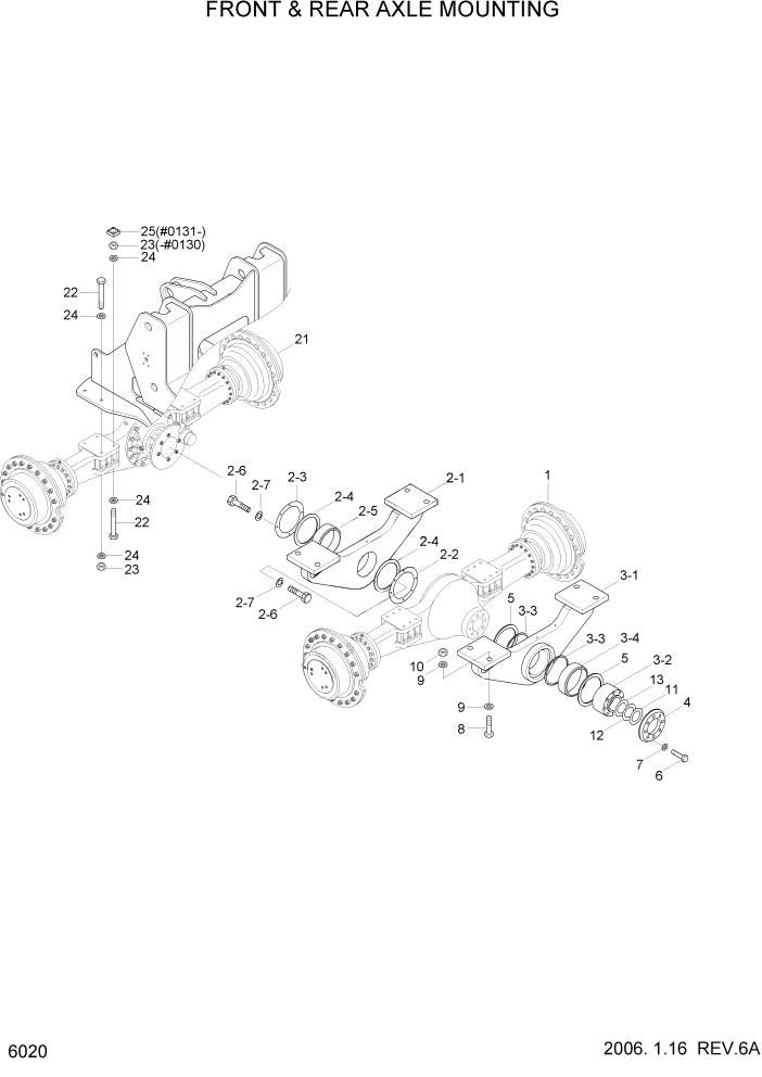 Схема запчастей Hyundai HL770-7 - PAGE 6020 FRONT & REAR AXLE MOUNTING СИЛОВАЯ СИСТЕМА