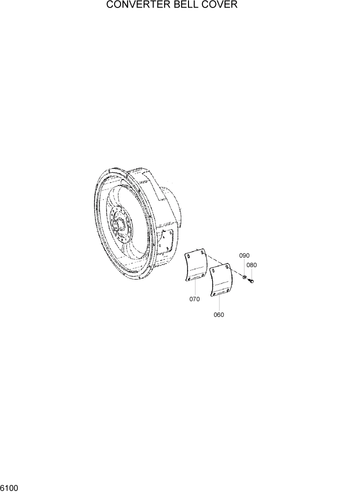 Схема запчастей Hyundai HL770-7 - PAGE 6100 CONVERTER BELL COVER СИЛОВАЯ СИСТЕМА