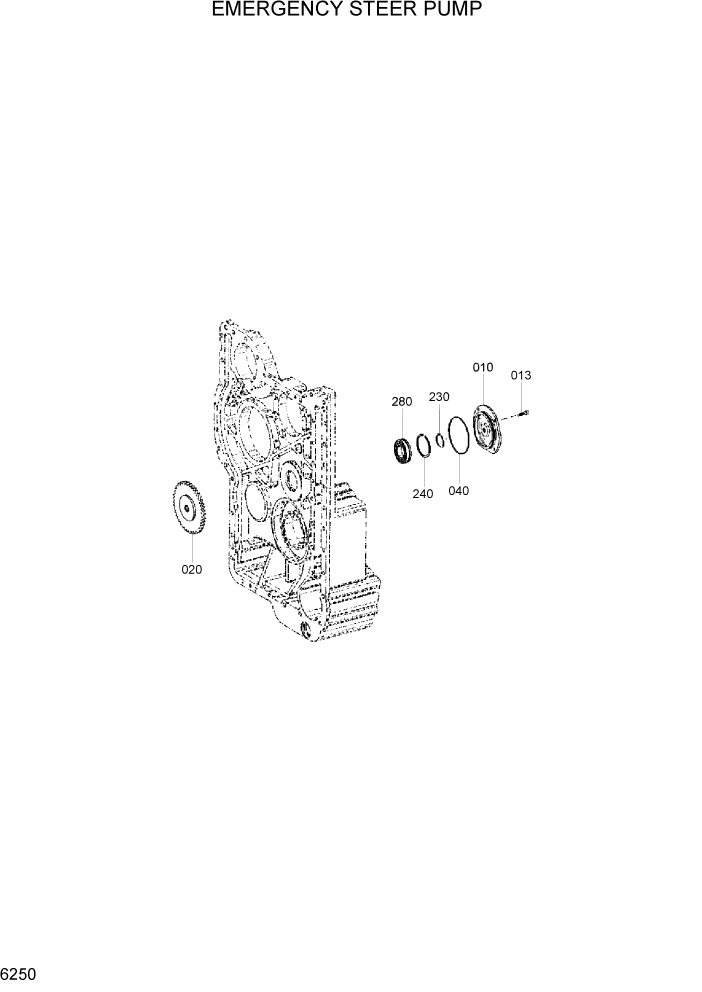 Схема запчастей Hyundai HL770-7 - PAGE 6250 EMERGENCY STEER PUMP СИЛОВАЯ СИСТЕМА