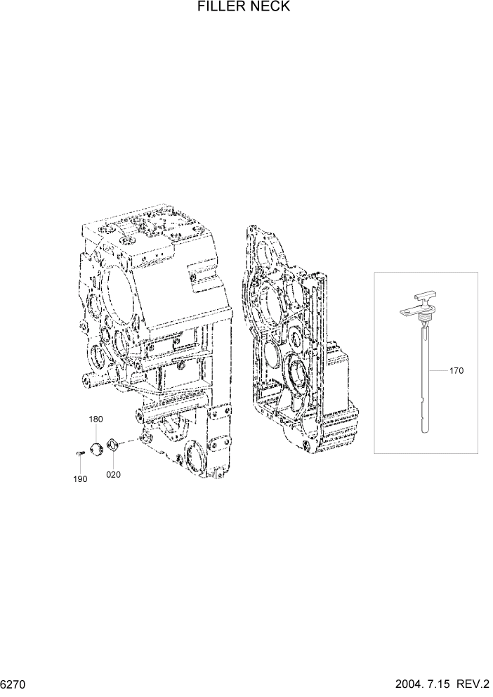 Схема запчастей Hyundai HL770-7 - PAGE 6270 FILLER NECK СИЛОВАЯ СИСТЕМА