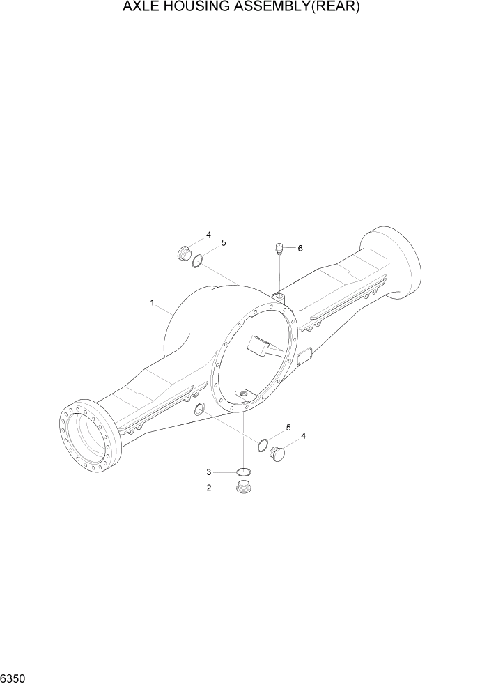 Схема запчастей Hyundai HL770-7 - PAGE 6350 AXLE HOUSING ASSEMBLY(REAR) СИЛОВАЯ СИСТЕМА