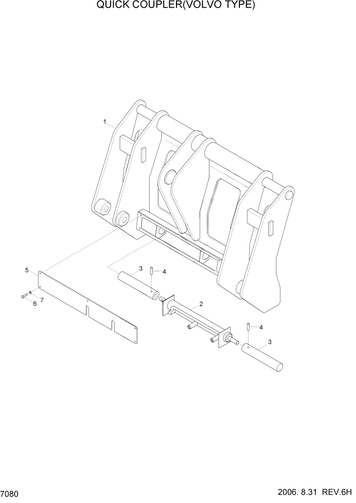 Схема запчастей Hyundai HL770-7 - PAGE 7080 QUICK COUPLER(VOLVO TYPE) РАБОЧЕЕ ОБОРУДОВАНИЕ