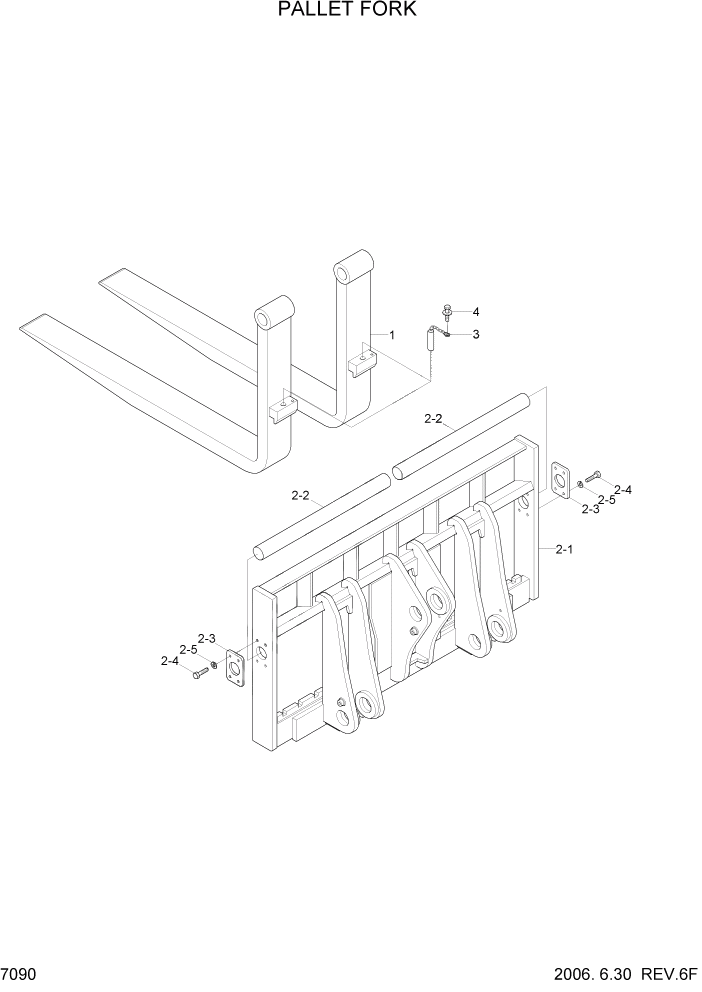 Схема запчастей Hyundai HL770-7 - PAGE 7090 PALLET FORK РАБОЧЕЕ ОБОРУДОВАНИЕ