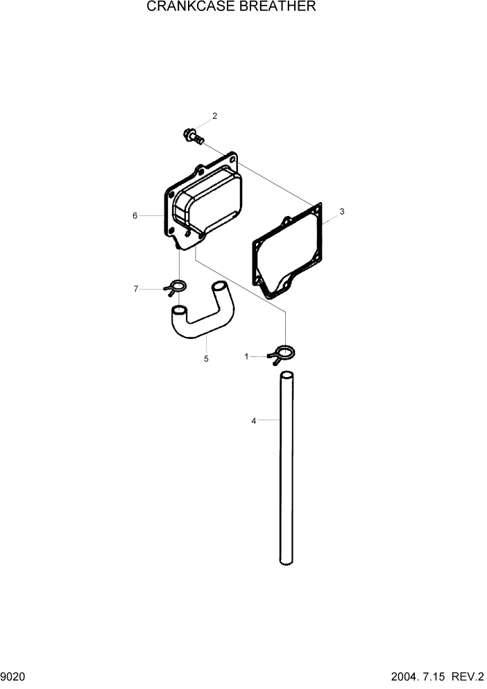 Схема запчастей Hyundai HL770-7 - PAGE 9020 CRANKCASE BREATHER ДВИГАТЕЛЬ БАЗА