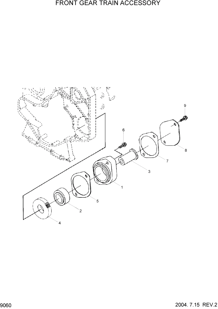 Схема запчастей Hyundai HL770-7 - PAGE 9060 FRONT GEAR TRAIN ACCESSORY ДВИГАТЕЛЬ БАЗА