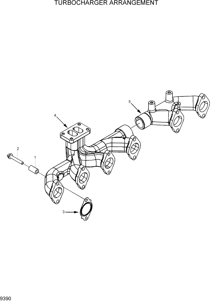 Схема запчастей Hyundai HL770-7 - PAGE 9390 TURBOCHARGER ARRANGEMENT ДВИГАТЕЛЬ БАЗА