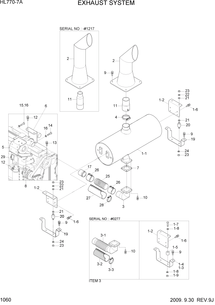 Схема запчастей Hyundai HL770-7A - PAGE 1060 EXHAUST SYSTEM СИСТЕМА ДВИГАТЕЛЯ