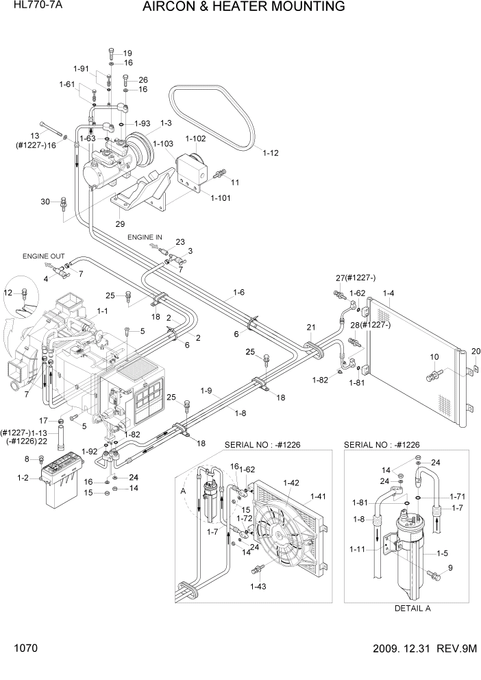 Схема запчастей Hyundai HL770-7A - PAGE 1070 AIRCON & HEATER MOUNTING СИСТЕМА ДВИГАТЕЛЯ