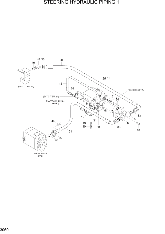 Схема запчастей Hyundai HL770-7A - PAGE 3060 STEERING HYDRAULIC PIPING 1 ГИДРАВЛИЧЕСКАЯ СИСТЕМА