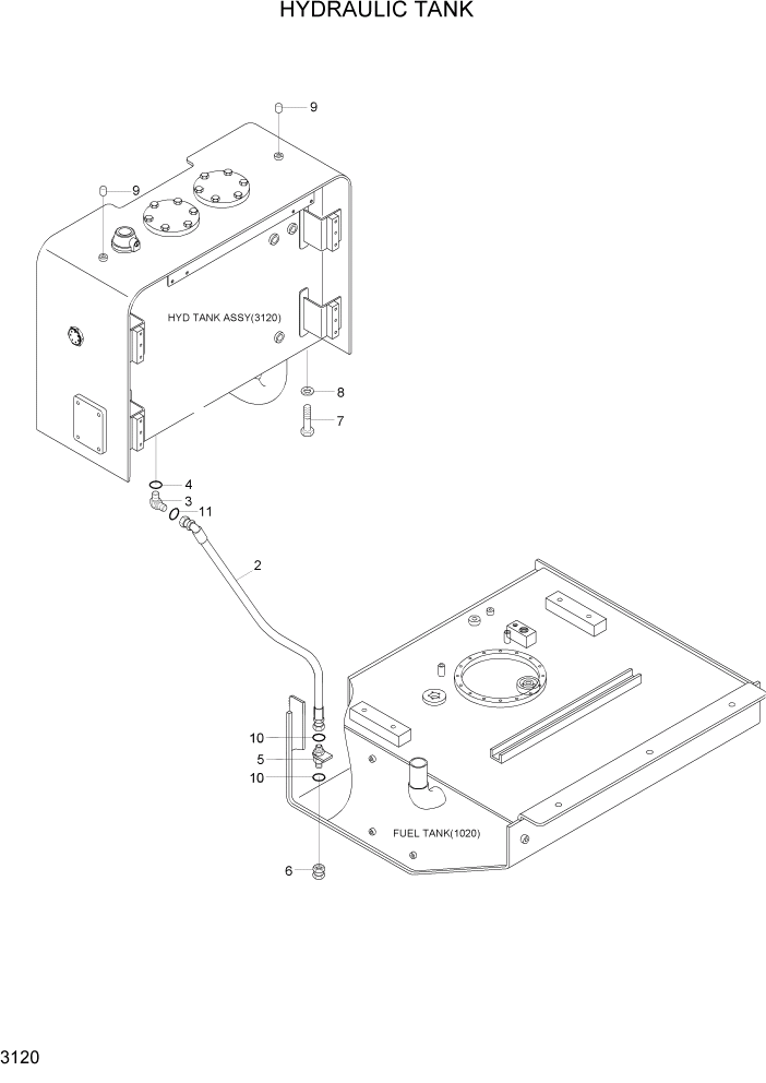 Схема запчастей Hyundai HL770-7A - PAGE 3120 HYDRAULIC TANK ГИДРАВЛИЧЕСКАЯ СИСТЕМА