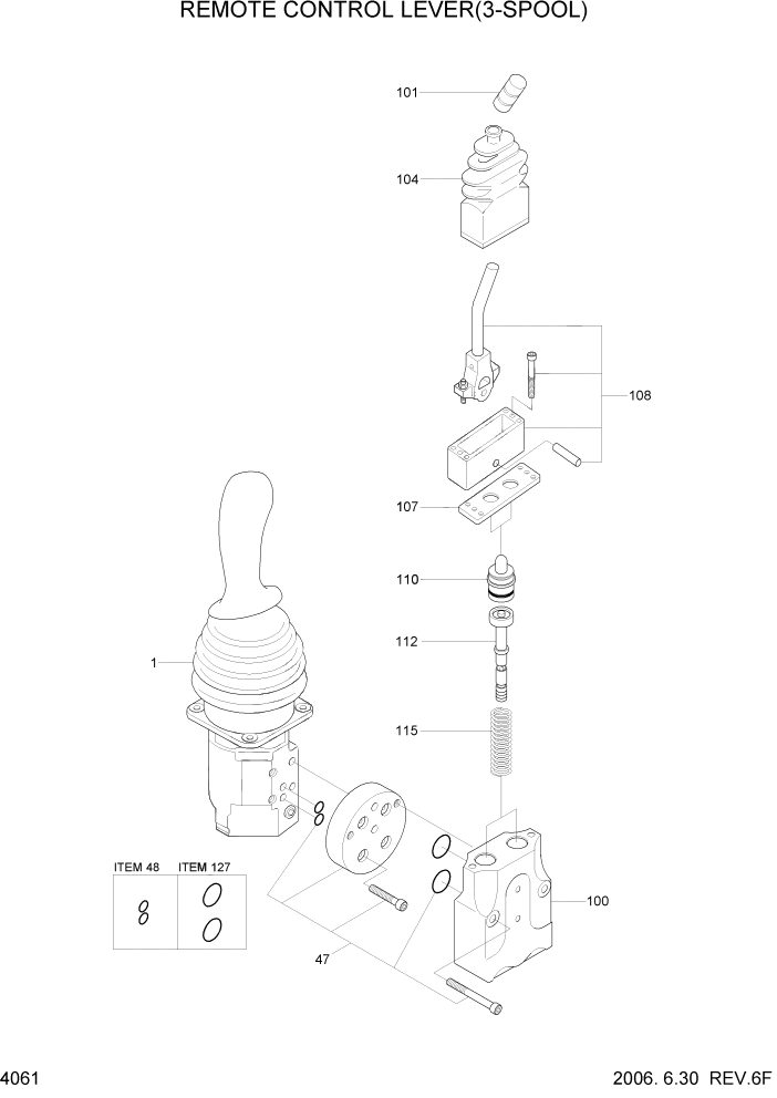 Схема запчастей Hyundai HL770-7A - PAGE 4061 REMOTE CONTROL LEVER(3-SPOOL) ГИДРАВЛИЧЕСКИЕ КОМПОНЕНТЫ