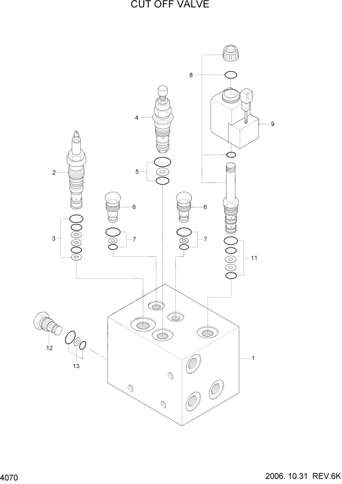 Схема запчастей Hyundai HL770-7A - PAGE 4070 CUT OFF VALVE ГИДРАВЛИЧЕСКИЕ КОМПОНЕНТЫ