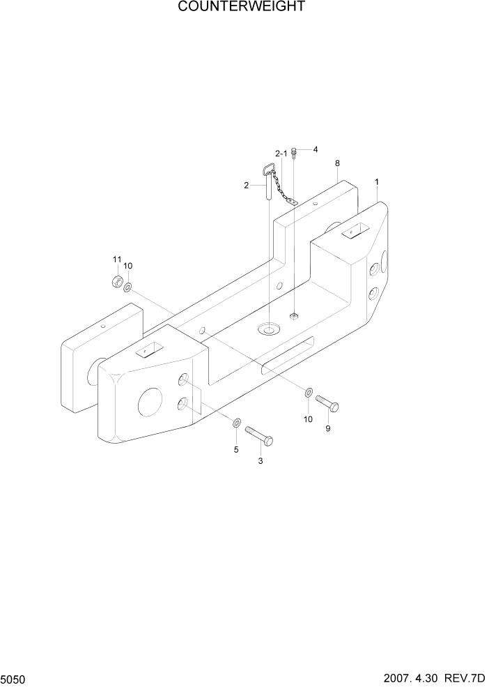 Схема запчастей Hyundai HL770-7A - PAGE 5050 COUNTERWEIGHT СТРУКТУРА