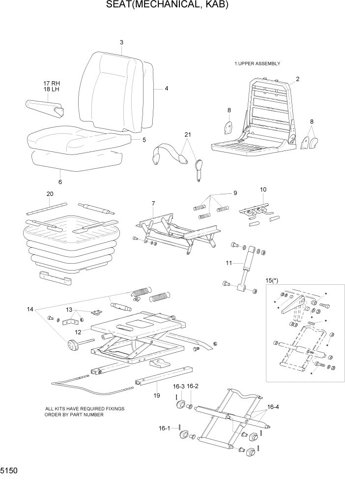 Схема запчастей Hyundai HL770-7A - PAGE 5150 SEAT(MECHANICAL, KAB) СТРУКТУРА