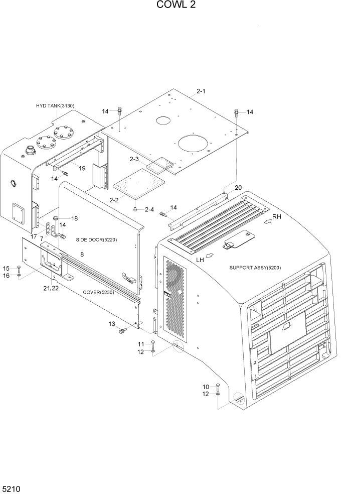 Схема запчастей Hyundai HL770-7A - PAGE 5210 COWL 2 СТРУКТУРА