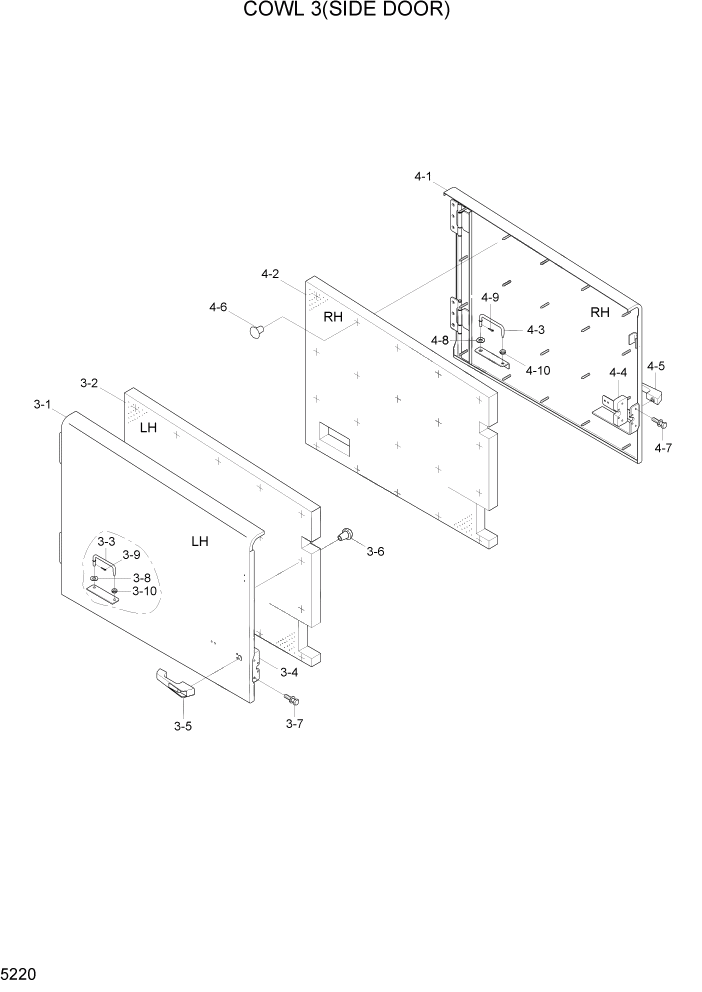 Схема запчастей Hyundai HL770-7A - PAGE 5220 COWL 3(SIDE DOOR) СТРУКТУРА