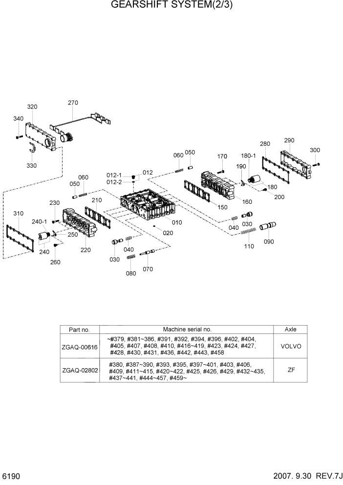 Схема запчастей Hyundai HL770-7A - PAGE 6190 GEARSHIFT SYSTEM(2/3) СИЛОВАЯ СИСТЕМА