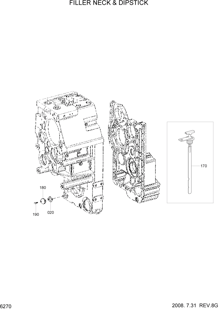 Схема запчастей Hyundai HL770-7A - PAGE 6270 FILLER NECK & DIPSTICK СИЛОВАЯ СИСТЕМА