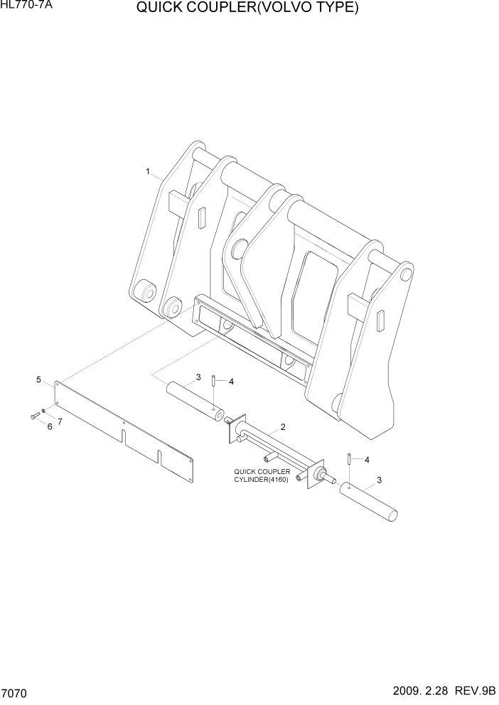 Схема запчастей Hyundai HL770-7A - PAGE 7070 QUICK COUPLER(VOLVO TYPE) РАБОЧЕЕ ОБОРУДОВАНИЕ