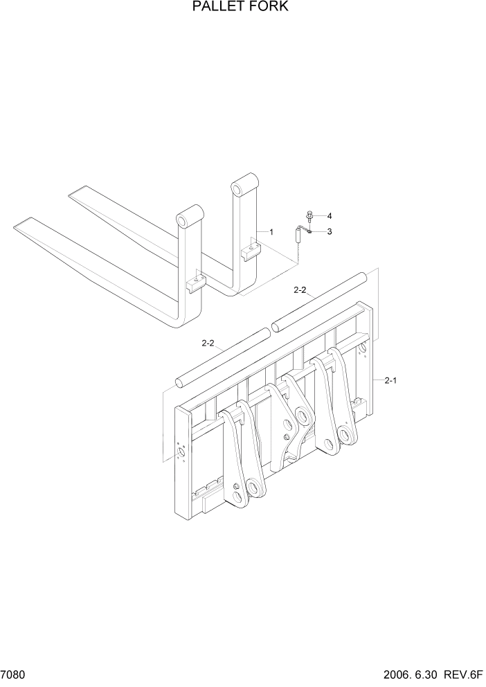 Схема запчастей Hyundai HL770-7A - PAGE 7080 PALLET FORK РАБОЧЕЕ ОБОРУДОВАНИЕ