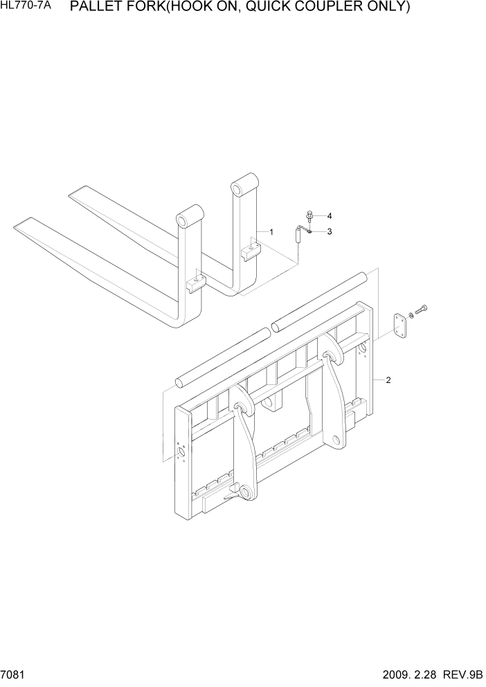 Схема запчастей Hyundai HL770-7A - PAGE 7081 PALLET FORK(HOOK ON, QUICK COUPLER ONLY) РАБОЧЕЕ ОБОРУДОВАНИЕ