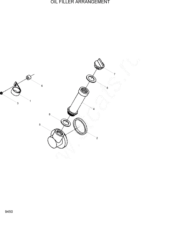 Схема запчастей Hyundai HL770-7A - PAGE 9450 OIL FILLER ARRANGEMENT ДВИГАТЕЛЬ БАЗА