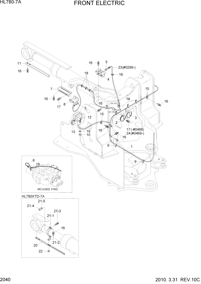 Схема запчастей Hyundai HL780-7A - PAGE 2040 FRONT ELECTRIC ЭЛЕКТРИЧЕСКАЯ СИСТЕМА