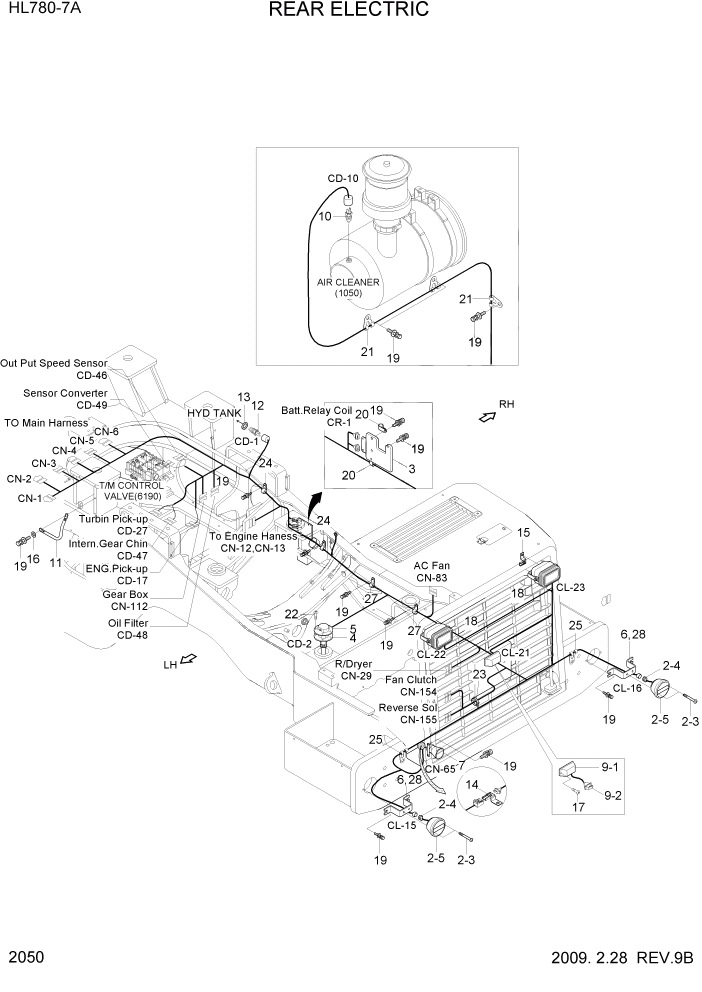 Схема запчастей Hyundai HL780-7A - PAGE 2050 REAR ELECTRIC ЭЛЕКТРИЧЕСКАЯ СИСТЕМА