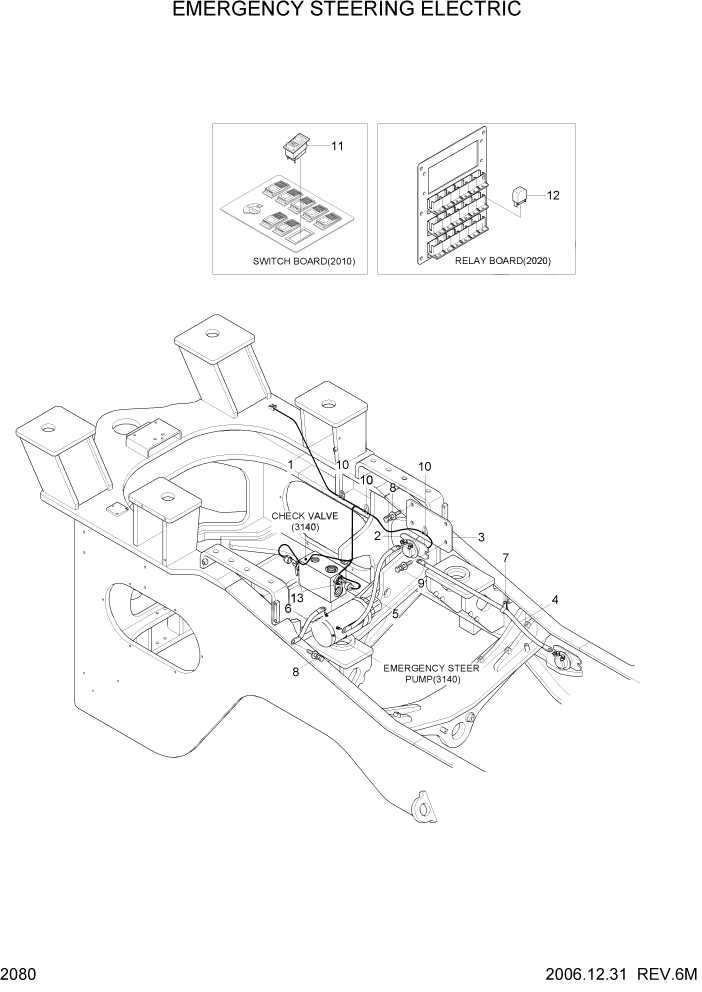 Схема запчастей Hyundai HL780-7A - PAGE 2080 EMERGENCY STEERING ELECTRIC ЭЛЕКТРИЧЕСКАЯ СИСТЕМА