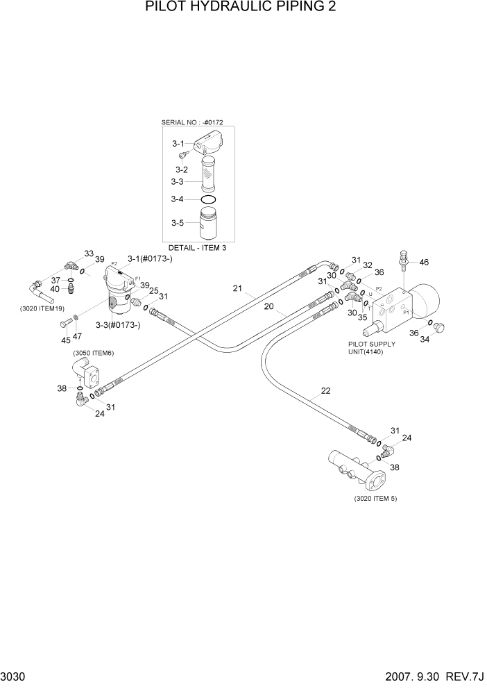 Схема запчастей Hyundai HL780-7A - PAGE 3030 PILOT HYDRAULIC PIPING 2 ГИДРАВЛИЧЕСКАЯ СИСТЕМА