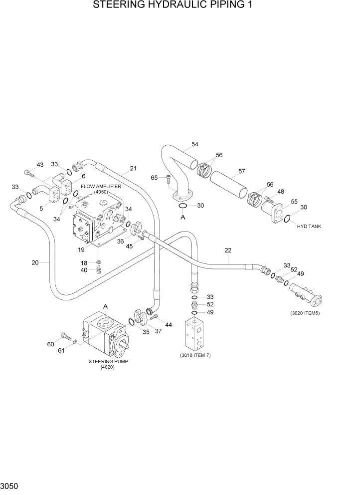 Схема запчастей Hyundai HL780-7A - PAGE 3050 STEERING HYDRAULIC PIPING 1 ГИДРАВЛИЧЕСКАЯ СИСТЕМА