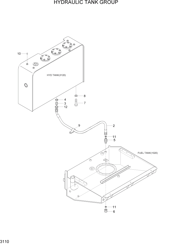 Схема запчастей Hyundai HL780-7A - PAGE 3110 HYDRAULIC TANK GROUP ГИДРАВЛИЧЕСКАЯ СИСТЕМА