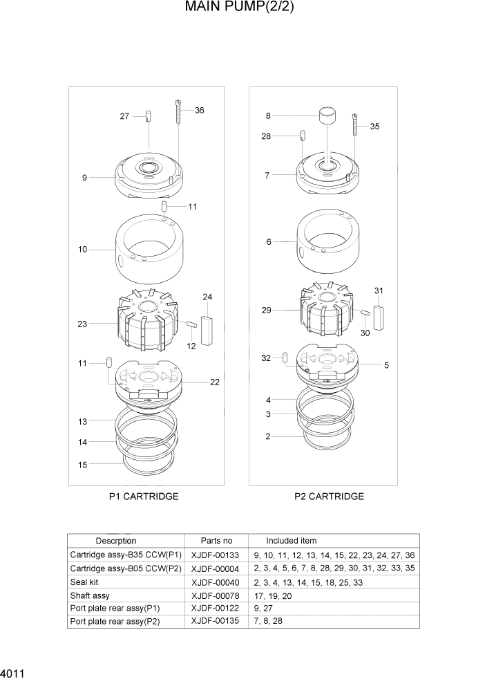 Схема запчастей Hyundai HL780-7A - PAGE 4011 MAIN PUMP(2/2) ГИДРАВЛИЧЕСКИЕ КОМПОНЕНТЫ